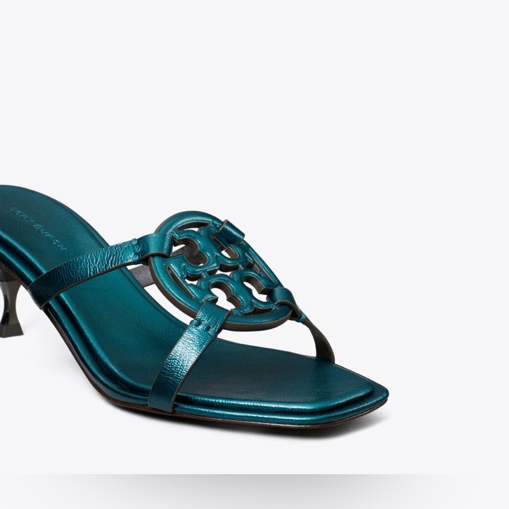 NEW tory burch miller bombe low heel sandal in turquoise, women’s 8.5 - Picture 5 of 11